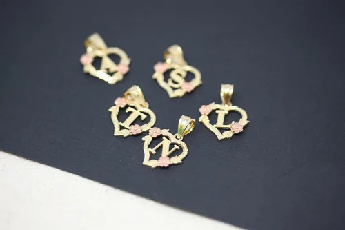 Miniatura 3 de Colgante de corazón de dos tonos de 10 quilates para mujer en oro amarillo y rosa
