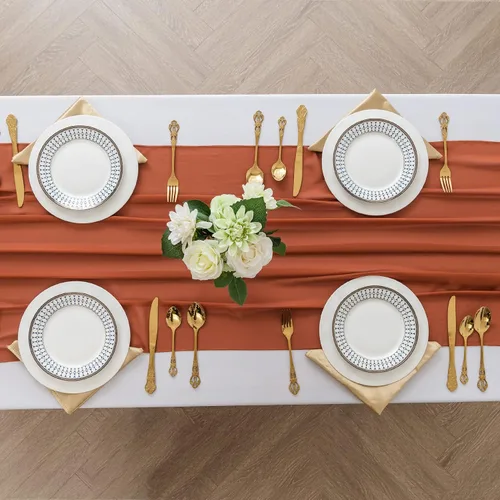Miniatura 3 de Paquete de 2 caminos de mesa de gasa de 10 pies de 29 x 120 pulgadas, camino de mesa romántico transparente para boda, fiesta de cumpleaños
