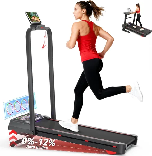 Walking Pad Treadmill with Incline and Handle Bar, 7.5MPH Under Desk Foldable Treadmill for Home Office with Remote Control Negro azabache