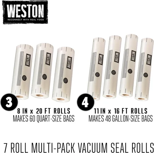 Miniatura 8 de Weston Bolsas selladoras al vacío, 2 capas de 0.118 in de grosor, para NutriFresh, FoodSaver y otros sistemas de sellado térmico, para preparación