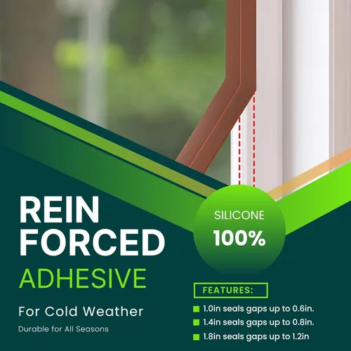 Miniatura 4 de Sello de puerta marrón de 1.0 pulgadas – Silicona flexible, adhesivo fuerte, sella pequeños huecos para corrientes de aire frío en invierno