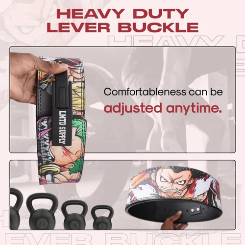 Miniatura 2 de Cinturón de palanca de anime, cinturón de levantamiento de pesas, cinturón de gimnasio de levantamiento de pesas resistente para peso muerto