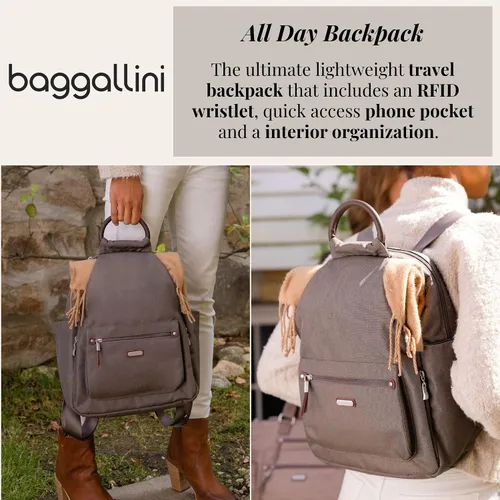 Miniatura 15 de Baggallini Mochila todo el día para mujer con pulsera de teléfono RFID, Negro, talla única