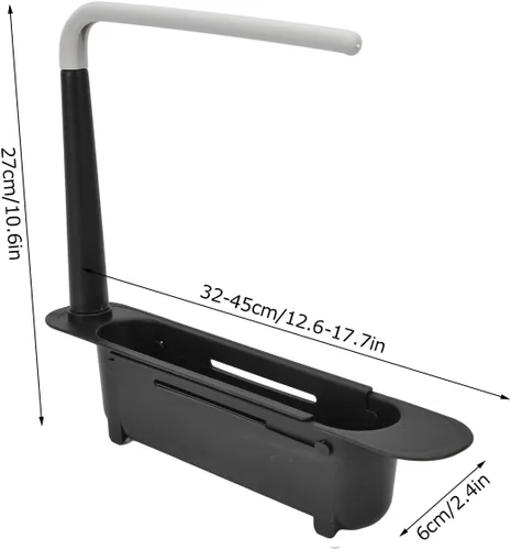 Miniatura 6 de Zerodis Estante telescópico de almacenamiento para fregadero, 2 en 1, cesta de drenaje expandible para fregadero debajo del fregadero, organizador