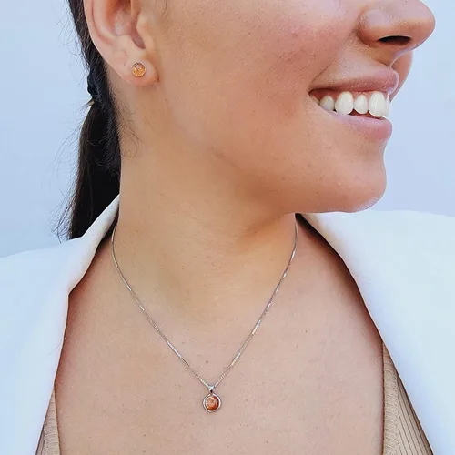 Miniatura 5 de Pendientes naturales de 0.236 in con chapado en oro blanco sobre plata de ley, bisel cabujón de piedras preciosas regalo de joyería para ella