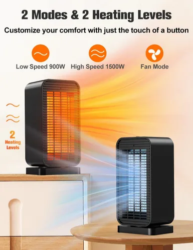 Miniatura 4 de BALKO Calentador de espacio, calentadores eléctricos portátiles para uso en interiores con termostato, modo de ventilador, control remoto