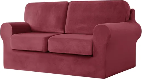 Miniatura 77 de UNBBRRL Fundas de sofá de 3 piezas para sofá, funda de terciopelo elástico para sillón con 1 funda de cojín de asiento y 1 funda de respaldo