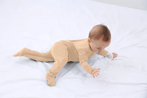 Miniatura 4 de Pijama con pies para bebé niño con mitones, rayón hecho de bambú, pijama de manga larga con cremallera de 2 vías