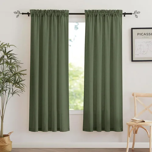 Miniatura 44 de RYB HOME - Cortinas de lino natural de 36 pulgadas de largo, juego de 2 paneles - Cortinas tejidas de lino suaves y transpirables, cortinas ligeras