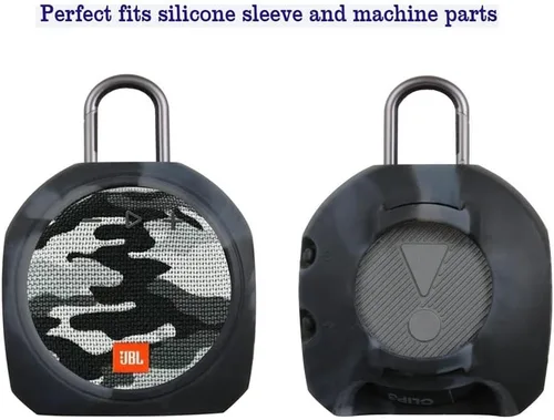 Miniatura 4 de Hermitshell Estuche de transporte de silicona de repuesto para altavoz Bluetooth inalámbrico JBL Clip 3 portátil e impermeable (negro camuflaje)