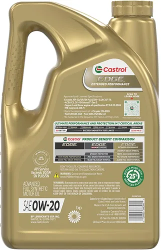 Miniatura 4 de Castrol EDGE Extended Performance 0W-20 Advanced - Aceite de motor sintético completo, 5 cuartos de galón