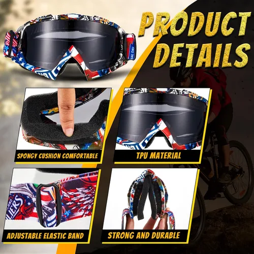 Miniatura 3 de Dunzy Gafas de motocross para motocicleta, ATV, motocross, para adultos, hombres y mujeres