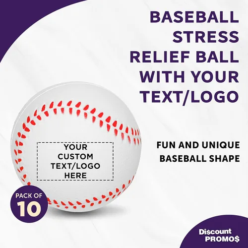Miniatura 3 de DISCOUNT PROMOS Juego de 10 bolas de béisbol personalizadas para apretar, paquete personalizado a granel, perfecto para regalos promocionales