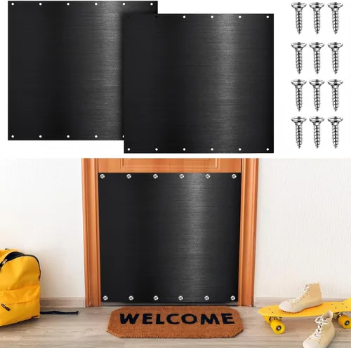 Miniatura 11 de Therwen 5 juegos de placas protectoras plateadas de 8 x 36 pulgadas para puertas exteriores, placas protectoras de aluminio satinado con tornillos