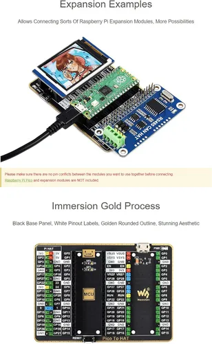 Miniatura 2 de GPIO Expander para Raspberry Pi Pico Series Board, 1x Pico 2×20PIN Header, 1x Pi Standard 40PIN, Conexión de tipos de módulos de expansión