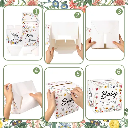 Miniatura 7 de Fowecelt Baby in Bloom - Caja de tarjetas de fiesta, decoración de baby shower, recuerdos de fiesta, decoraciones de baby shower para niña, caja