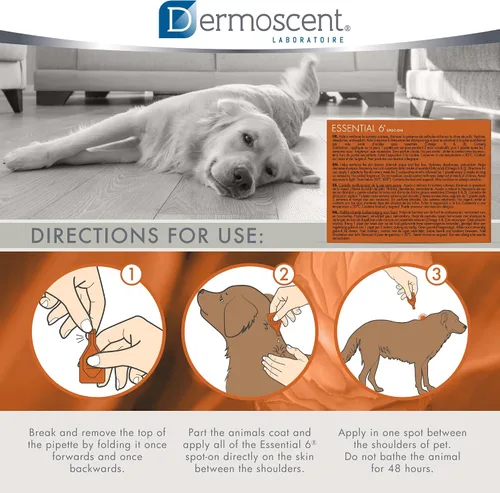 Miniatura 8 de Dermoscent Essential 6 spot-on - Cuidado de la piel para perros con caspa y alivio de alergias con aceite de vitamina E - Antipicazón para perros