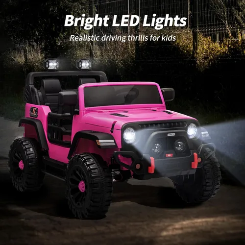 Miniatura 11 de Hikiddo - Camioneta eléctrica de 2 plazas, 12 V para niños mayores de 3 a 8 años, juguete con control remoto - Rosa intenso