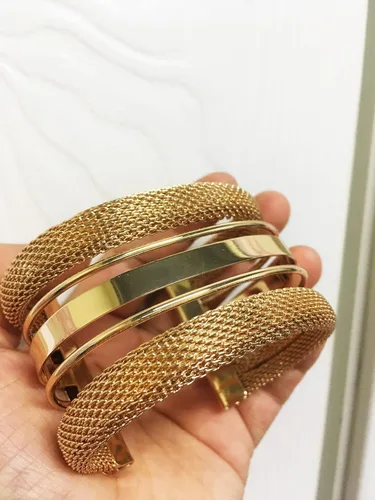 Miniatura 4 de Pulseras elegantes para mujer y niña, brazalete dorado