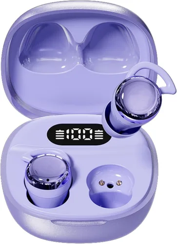 Audífonos invisibles pequeños para dormir, color morado, inalámbrico, Bluetooth, cómodos, para dormir de lado, pequeños, pequeños, discretos, Púrpura