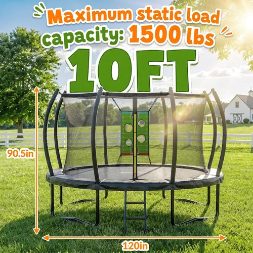 Miniatura 3 de ACWARMHOME - Trampolín para exteriores de 16 pies, 15 pies, 14 pies, 12 pies, 10 pies, 8 pies con recinto, marco recubierto antioxidante