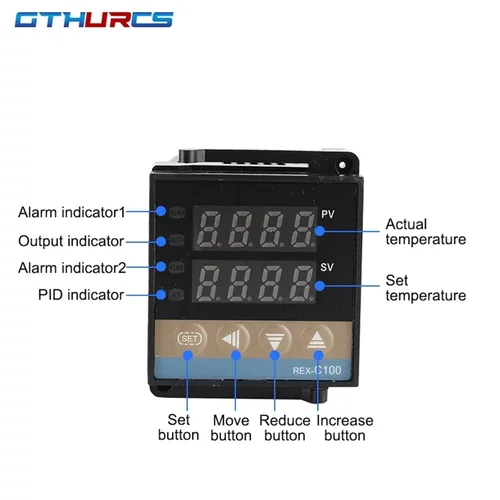 Miniatura 4 de REX-C100 110V a 240V 0 a 1300 grados Digital PID Controlador de temperatura Kits con sensor de sonda tipo K (salida de relé)