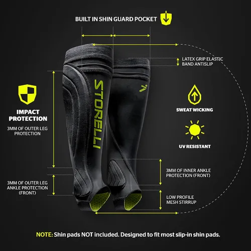 Miniatura 5 de Storelli BodyShield Espinilleras, Mangas de Espinilleras de Compresión Premium para Jugadores de Fútbol, Resistentes a los Rayos UV, Unisex, 1 Par