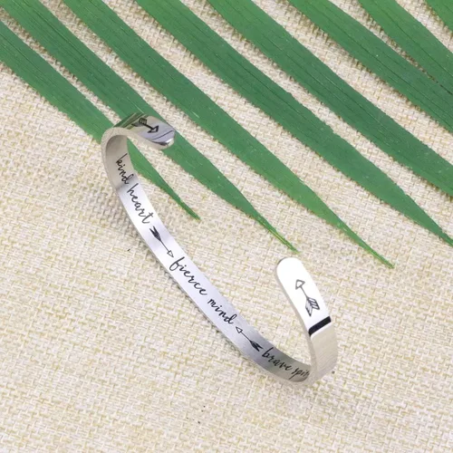 Miniatura 4 de JoycuFF Pulseras de acero inoxidable para mujer, con frase inspiradoramantra (en inglés) oculta, un regalo para mostrarle tu apoyo a tus amigas
