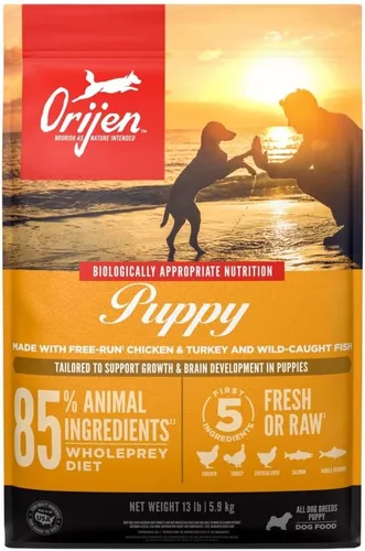 ORIJEN - Alimento seco para cachorros, alimento seco sin granos para cachorros, ingredientes frescos o crudos, 13 libras