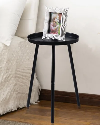 Miniatura 8 de AOJEZOR Mesa auxiliar: mesa auxiliar para cualquier habitación - Mesas auxiliares pequeñas para espacios pequeños, todo negro mate con 3 patas