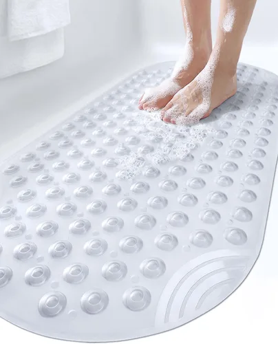Miniatura 13 de DEXI Alfombrilla de Tina Antideslizante 16x35, Alfombrillas de Ducha para Baño y Tina, Alfombrilla de Baño Ovalada Lavable con Ventosas y Orificios