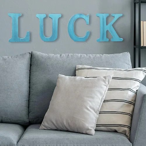 Miniatura 4 de Letras de madera azul rústica de 6 pulgadas, letras de madera sin terminar para decoración de pared, letras azules retro de pie, decoración
