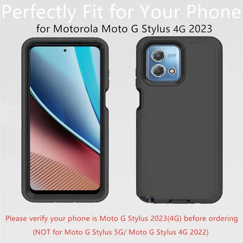 Miniatura 5 de Funda protectora resistente para Motorola Moto G Stylus 4G 2023, resistente a prueba de polvo, a prueba de golpes, protección contra caídas, 3 en 1