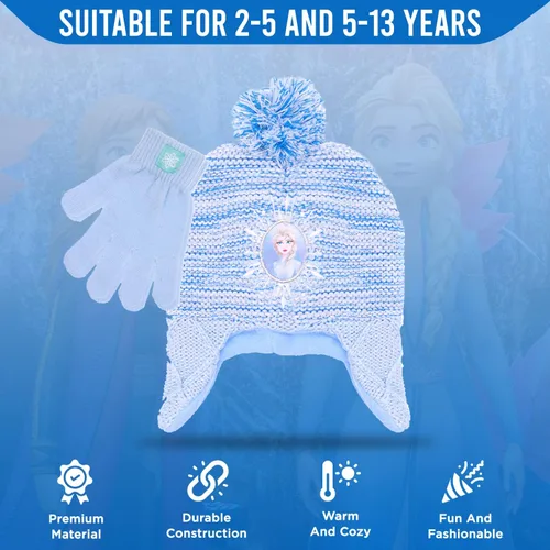 Miniatura 3 de Disney Frozen - Gorro de invierno para niñas y niños pequeños y guantes de nieve para niños Elsa y Anna con guantes de nieve