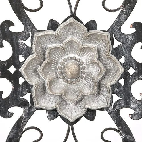 Miniatura 5 de Arte de pared de flores de metal, 15.75 x 9 pulgadas, decoración de pared floral de pergamino de metal, escultura de pared colgante con flor bohemia