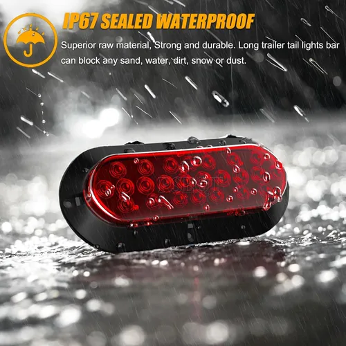 Miniatura 4 de PSEQT Luces traseras LED rojas de 6 pulgadas para remolque, 24 LED, ovaladas, parada de freno, giro trasero, marcador de identificación, luces Rojo