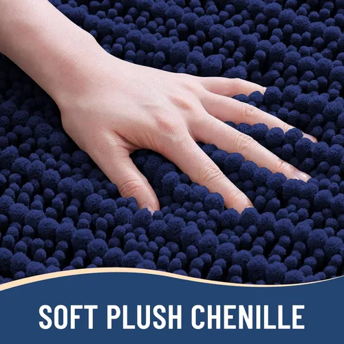 Miniatura 3 de Arotive - Alfombra de baño de lujo de chenilla, extra suave, gruesa, absorbente, esponjosa, antideslizante, se puede lavar y secar a máquina, Azul