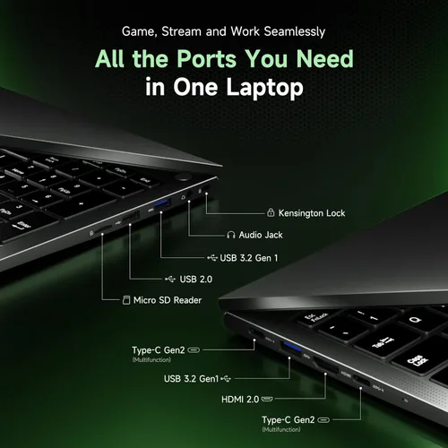 Miniatura 9 de NIMO Laptop para juegos 2026, AMD R7 7735HS (8C/16T, hasta 4.75GHz, Beat i7-12650H) 16GB DDR5 RAM 256GB SSD Computadora comercial con pantalla FHD