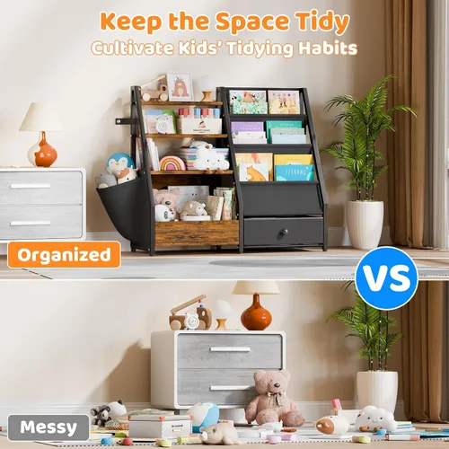 Miniatura 6 de HAVLOTII Estantería para niños y almacenamiento de juguetes, estante para libros para habitaciones de niños, estantería para bebés para guardería