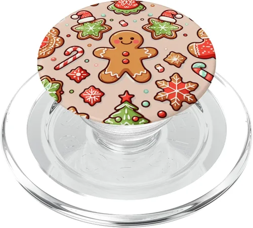 Miniatura 8 de Árbol de Navidad Luces de pan de jengibre copo de nieve amantes de las galletas PopSockets estándar PopGrip