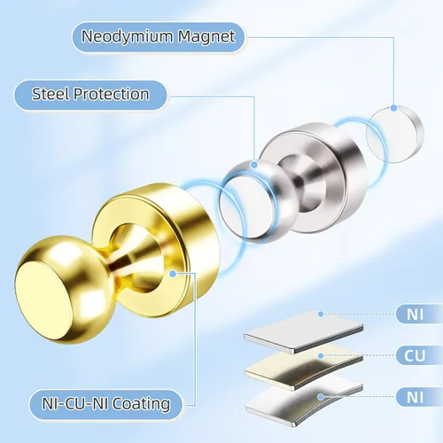Miniatura 3 de FINDMAG Paquete de 16 imanes para refrigerador, imán de refrigerador, imanes pequeños para pizarra blanca, imán de neodimio fuerte, imán de tierras