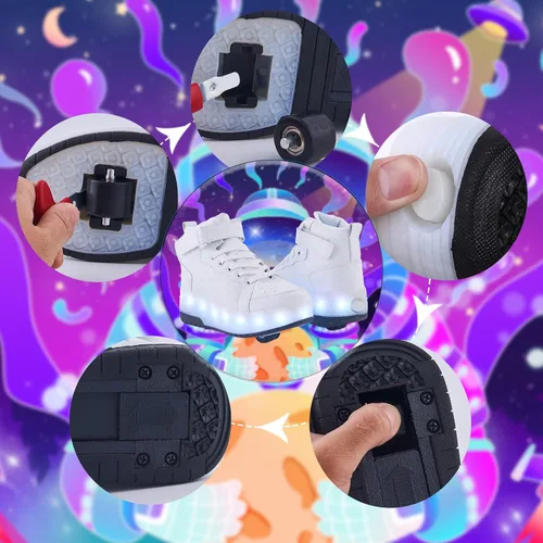 Miniatura 5 de PYYIQI Zapatos con luz LED, zapatos de patinaje con ruedas para niños y niñas, tenis para exteriores para niños