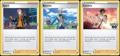 Spark Blanche Candela - Pokemon Go - Lote de tarjetas de entrenador de líderes de equipo, juego de 3-070/078-064/078-065/078
