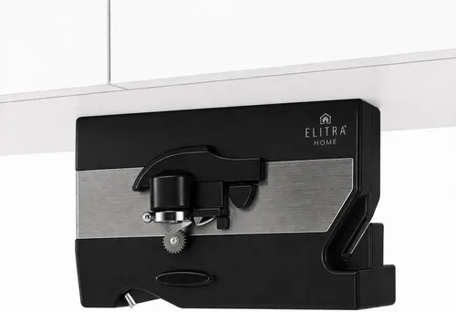 Elitra - Abrelatas eléctrico 3 en 1 para debajo del gabinete, abrelatas y botellas automático de borde liso con moldeador de cuchillas, Negro