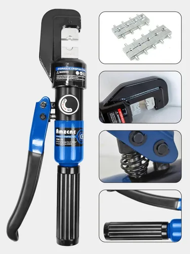 Miniatura 7 de AMZCNC Herramienta de Prensado Hidráulico y Cortador de Cable Herramienta de Prensado de Terminal de Cable Hidráulico 10 TON USA 12 AWG a 00 (2/0)