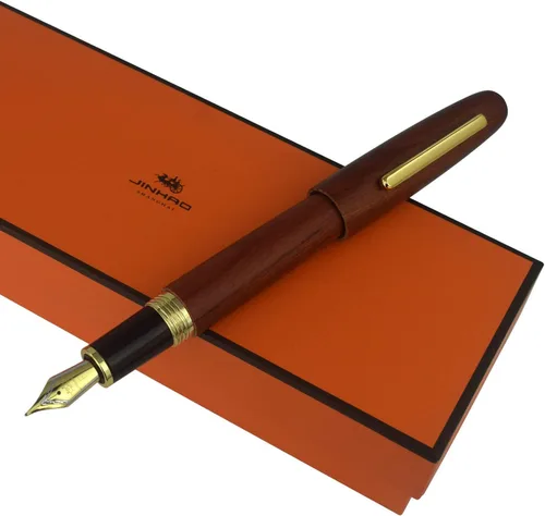 Miniatura 5 de Jinhao Heritage 9056 - Pluma estilográfica vintage de madera, palisandro natural, punta fina con convertidor de tinta recargable, colección hecha a