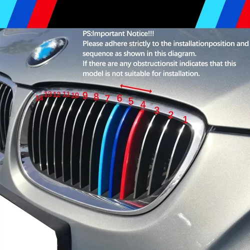 Miniatura 3 de Insertos de Parrilla Automotriz para BMW Serie 3 E92 E93 320i 325i 330i 335i 2006-2009 (Solo Compatible con 14 Vigas), Accesorios de Parrilla Frontal