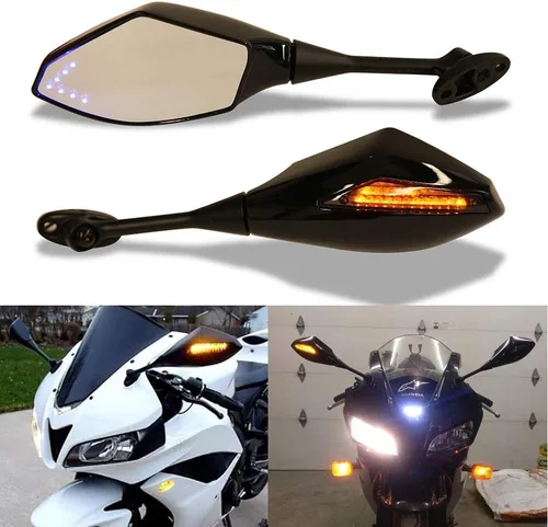 Miniatura 7 de Espejos retrovisores LED para motocicleta con señal de giro compatibles con Honda CBR250R CBR 600 RR de 2011 a 2013