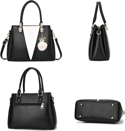 Miniatura 3 de Bolsos de mano con costuras grandes para mujer, bolso cruzado para mujer, asa superior, juego de 2 bolsos para mujer