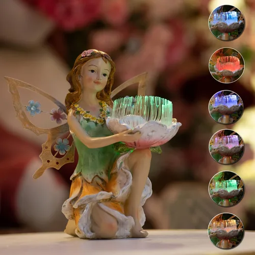 Miniatura 11 de Suyorpe Decoración de Jardín de Hadas Florales, Estatuas de Hadas de Jardín al Aire Libre, Accesorios de Figurina de Hadas al Aire Libre con Energía